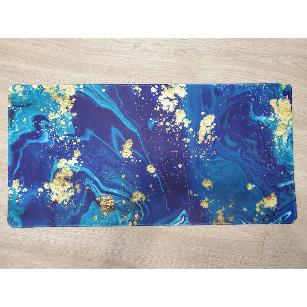 Erosebridal Marble Vein Blue/Gold Floor Mat 30" x 15" Thin Non-Slip